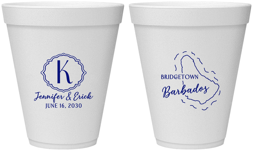 Personalized Wedding 12 oz Foam Cups - Barbados | 508