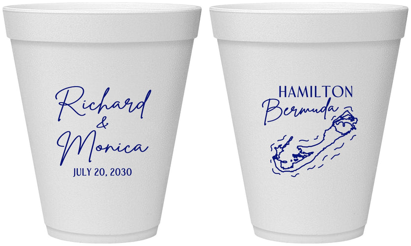 Personalized Wedding 12 oz Foam Cups - Bermuda | 512
