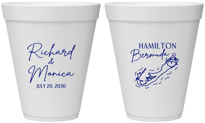 Personalized Wedding 12 oz Foam Cups - Bermuda | 512