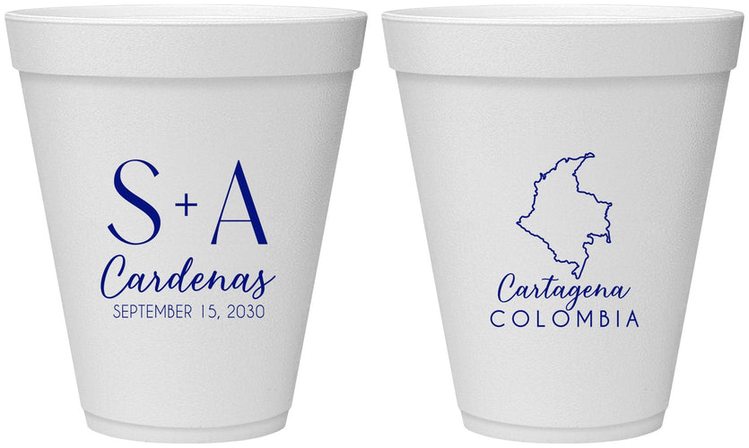 Personalized Wedding 12 oz Foam Cups - Colombia | 516