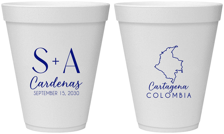 Personalized Wedding 12 oz Foam Cups - Colombia | 516