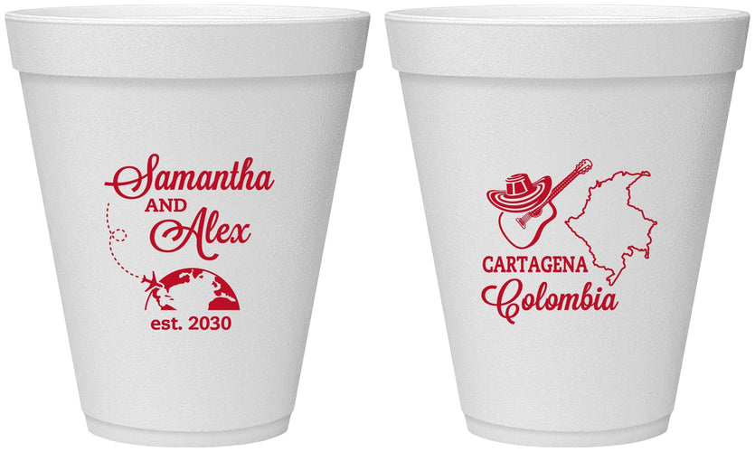 Personalized Wedding 12 oz Foam Cups - Colombia | 517