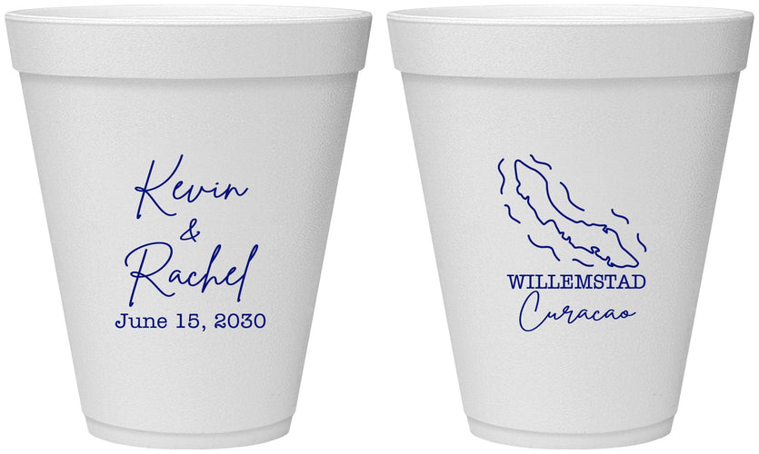 Personalized Wedding 12 oz Foam Cups - Curacao | 520