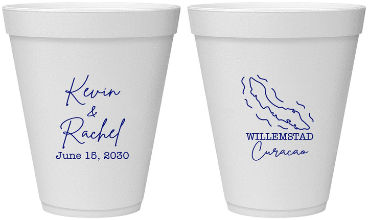 Personalized Wedding 12 oz Foam Cups - Curacao | 520