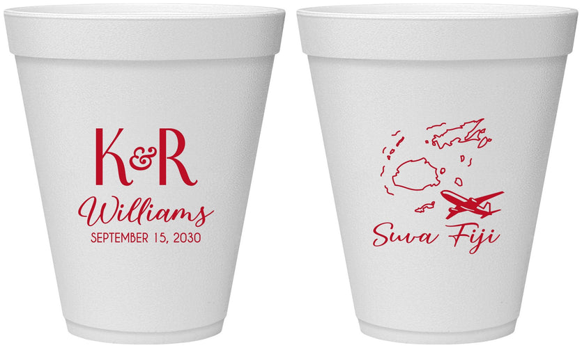 Personalized Wedding 12 oz Foam Cups - Fiji | 524