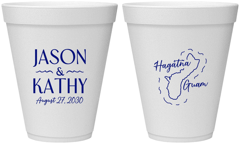 Personalized Wedding 12 oz Foam Cups - Guam | 526