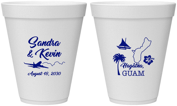 Personalized Wedding 12 oz Foam Cups - Guam | 527
