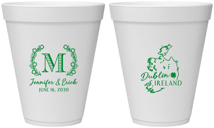 Personalized Wedding 12 oz Foam Cups - Ireland | 528