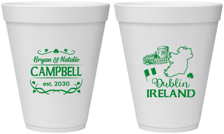 Personalized Wedding 12 oz Foam Cups - Ireland | 529