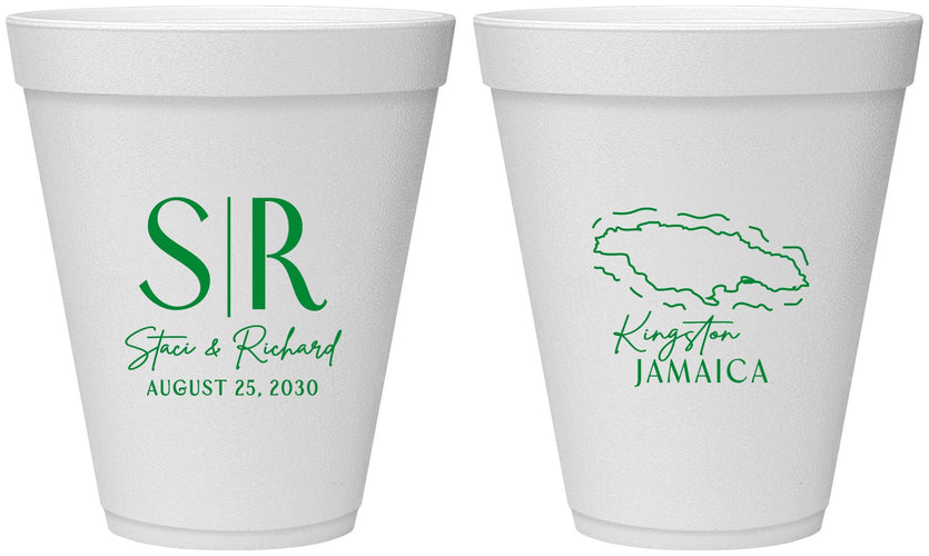 Personalized Wedding 12 oz Foam Cups - Jamaica | 530