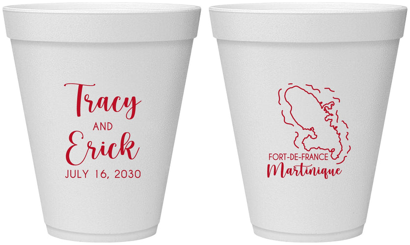 Personalized Wedding 12 oz Foam Cups - Martinique | 532