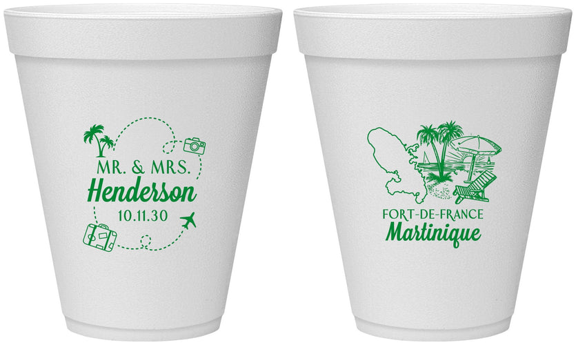 Personalized Wedding 12 oz Foam Cups - Martinique | 533
