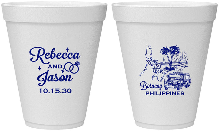Personalized Wedding 12 oz Foam Cups - Philippines | 537
