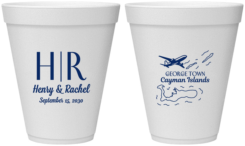 Personalized Wedding 12 oz Foam Cups - Cayman Island | 544