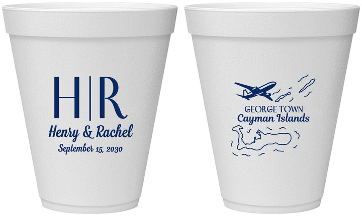 Personalized Wedding 12 oz Foam Cups - Cayman Island | 544