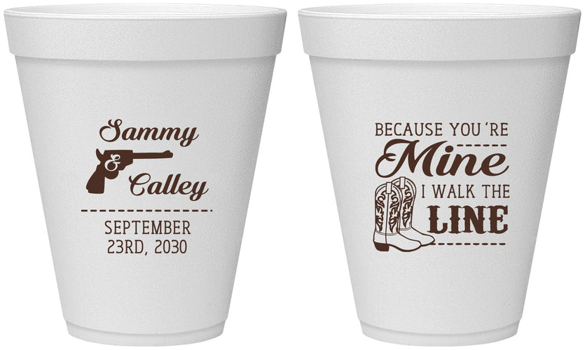 Personalized Wedding 12 oz Foam Cups - I Walk The Line | 555