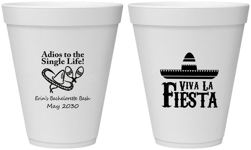 Personalized Bachelorette 12 oz Foam Cups - Viva La Fiesta | 60005