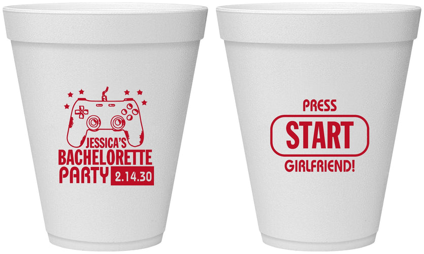 Personalized Bachelorette 12 oz Foam Cups - Video Games | 60009