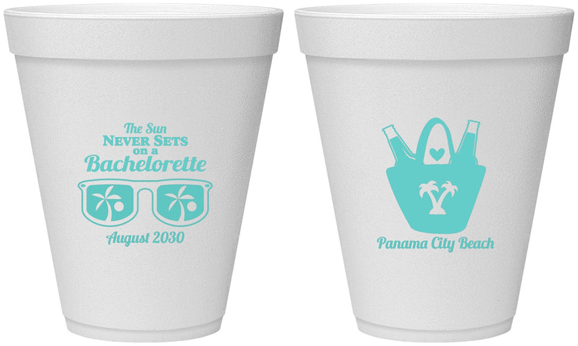 Personalized Bachelorette 12 oz Foam Cups - Beach | 60010