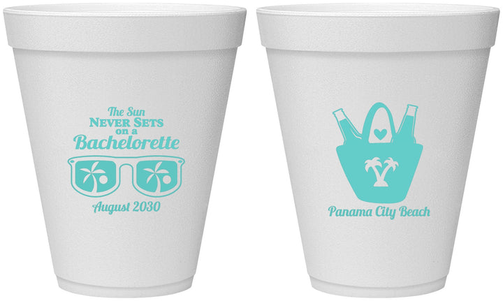 Personalized Bachelorette 12 oz Foam Cups - Beach | 60010