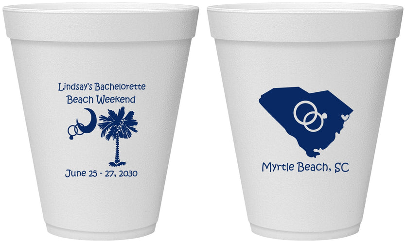 Personalized Bachelorette 12 oz Foam Cups - South Carolina | 60012