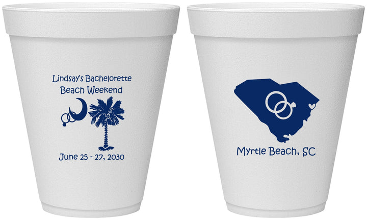 Personalized Bachelorette 12 oz Foam Cups - South Carolina | 60012