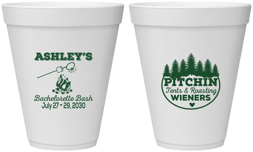 Personalized Bachelorette 12 oz Foam Cups - Camping | 60018
