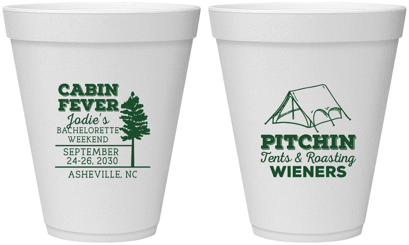Personalized Bachelorette 12 oz Foam Cups - Camping | 60019