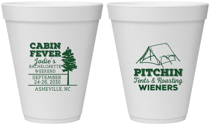 Personalized Bachelorette 12 oz Foam Cups - Camping | 60019