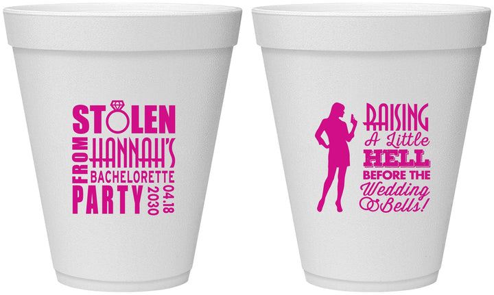 Personalized Bachelorette 12 oz Foam Cups - Raising A Little Hell | 60020