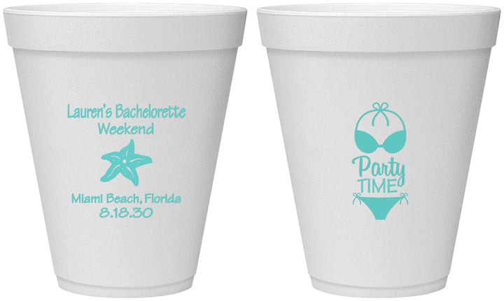Personalized Bachelorette 12 oz Foam Cups - Bikini | 60027