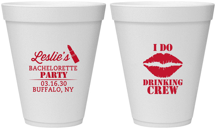 Personalized Bachelorette 12 oz Foam Cups - I Do Drinking Team | 60031