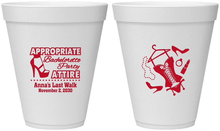 Personalized Bachelorette 12 oz Foam Cups - Last Walk | 60032