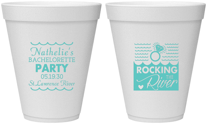 Personalized Bachelorette 12 oz Foam Cups - Rocking The River | 60033