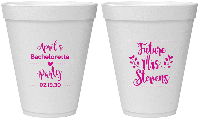 Personalized Bachelorette 12 oz Foam Cups - Future Mrs | 60037