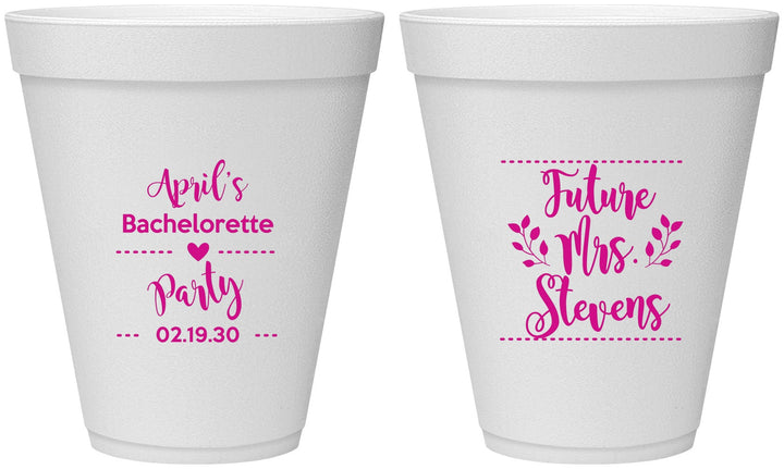 Personalized Bachelorette 12 oz Foam Cups - Future Mrs | 60037