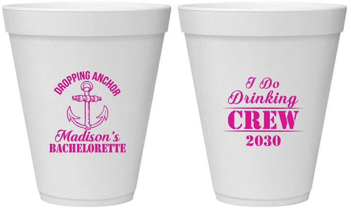 Personalized Bachelorette 12 oz Foam Cups - I Do Drinking Team | 60038