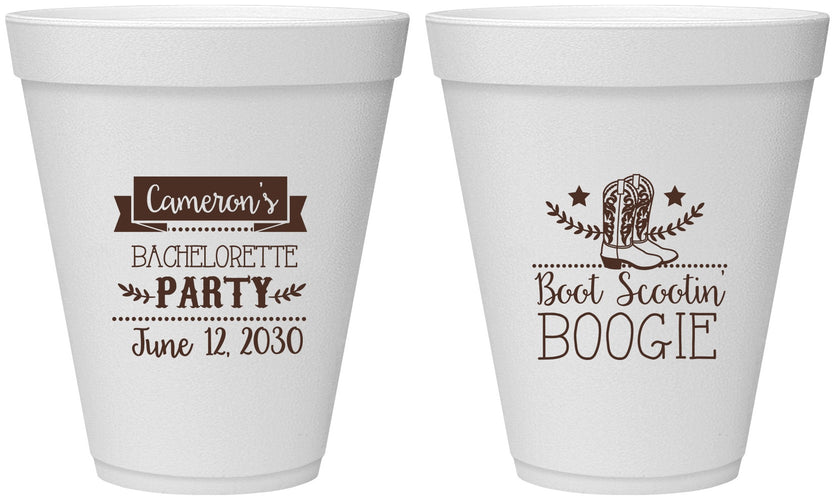 Personalized Bachelorette 12 oz Foam Cups - Cowgirl | 60040
