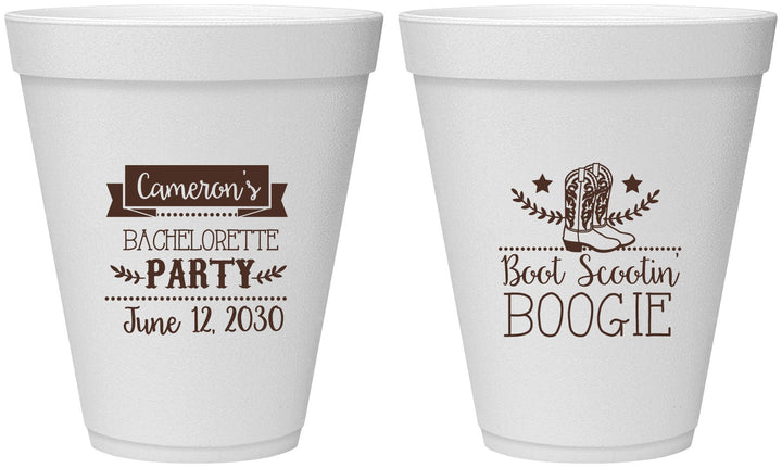 Personalized Bachelorette 12 oz Foam Cups - Cowgirl | 60040