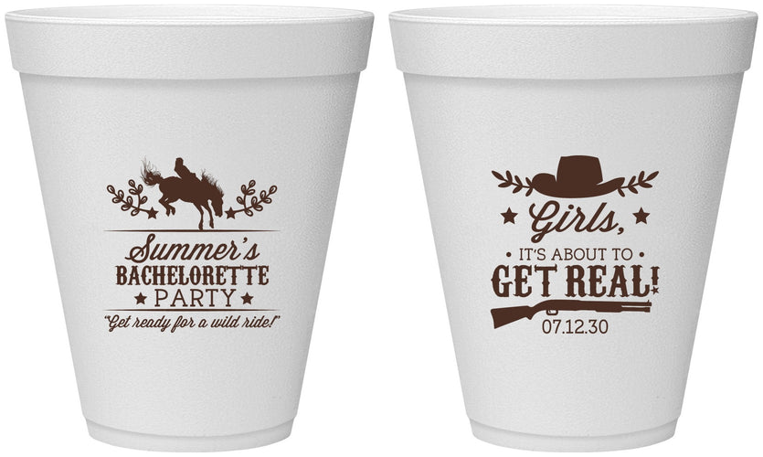 Personalized Bachelorette 12 oz Foam Cups - Its About To Get Real | 60043