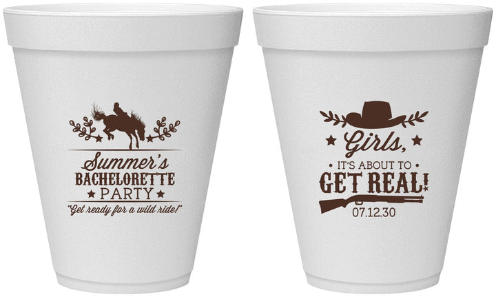 Personalized Bachelorette 12 oz Foam Cups - Its About To Get Real | 60043
