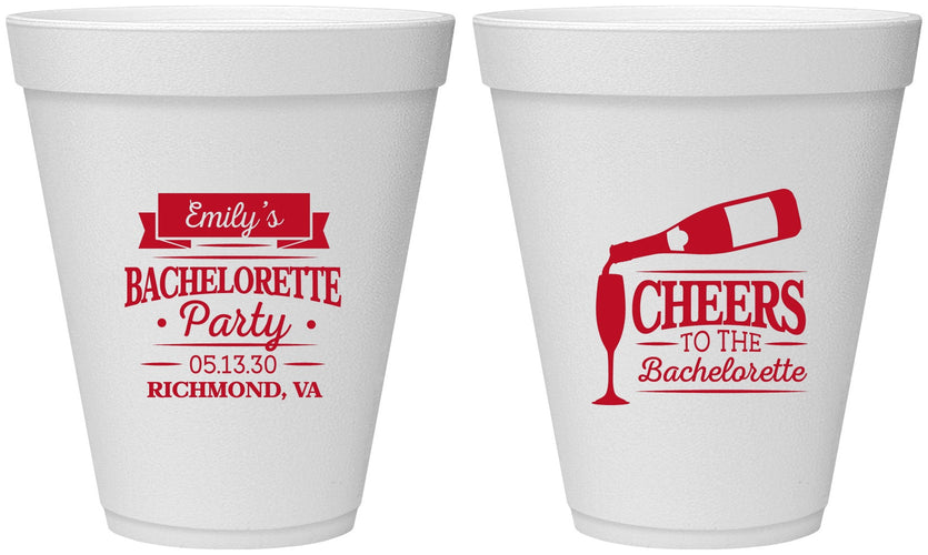Personalized Bachelorette 12 oz Foam Cups - Cheers | 60052