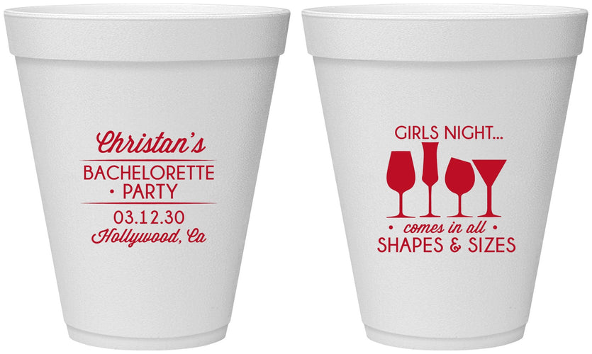 Personalized Bachelorette 12 oz Foam Cups - Girls Night | 60054