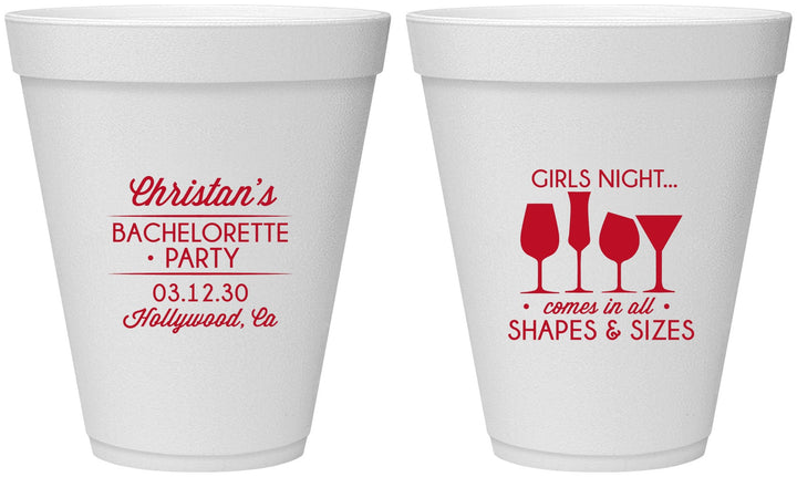 Personalized Bachelorette 12 oz Foam Cups - Girls Night | 60054