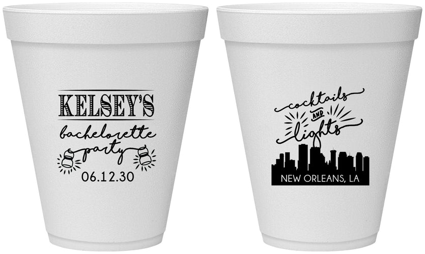 Personalized Bachelorette 12 oz Foam Cups - New Orleans | 60066