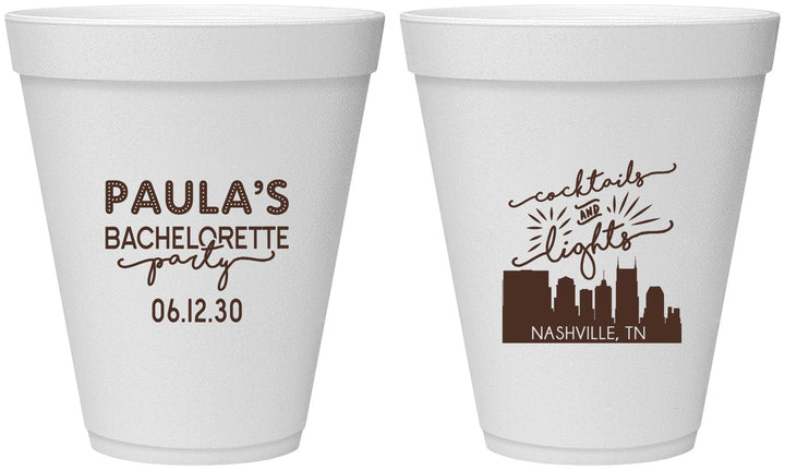 Personalized Bachelorette 12 oz Foam Cups - Nashville | 60068