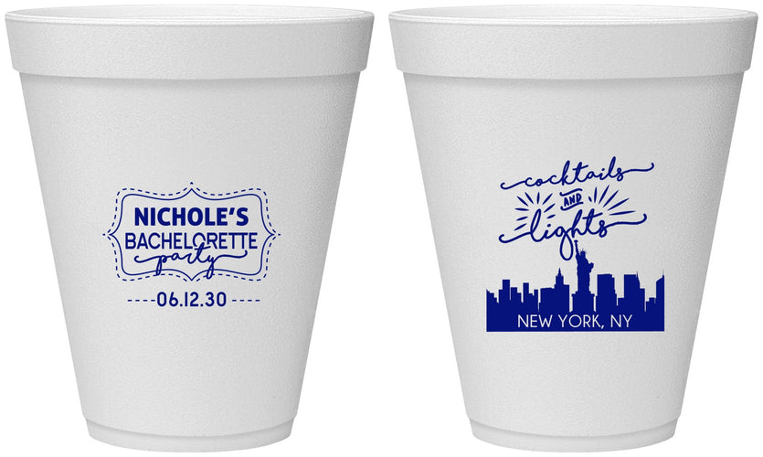 Personalized Bachelorette 12 oz Foam Cups - New York | 60069