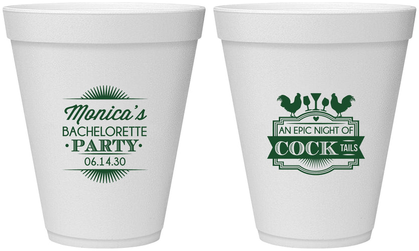 Personalized Bachelorette 12 oz Foam Cups - Epic Night Of Cocktails | 60071