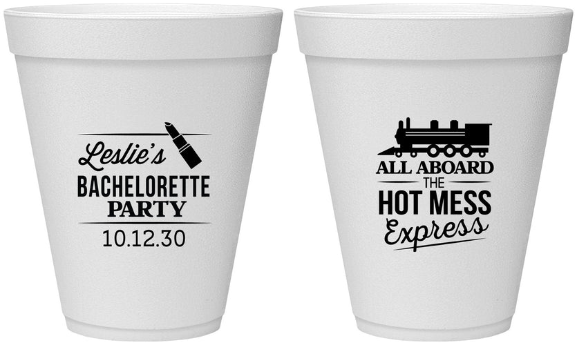Personalized Bachelorette 12 oz Foam Cups - Hot Mess Express | 60075