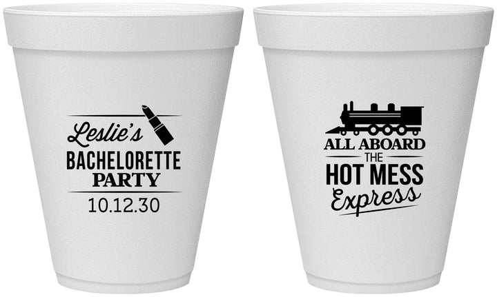 Personalized Bachelorette 12 oz Foam Cups - Hot Mess Express | 60075